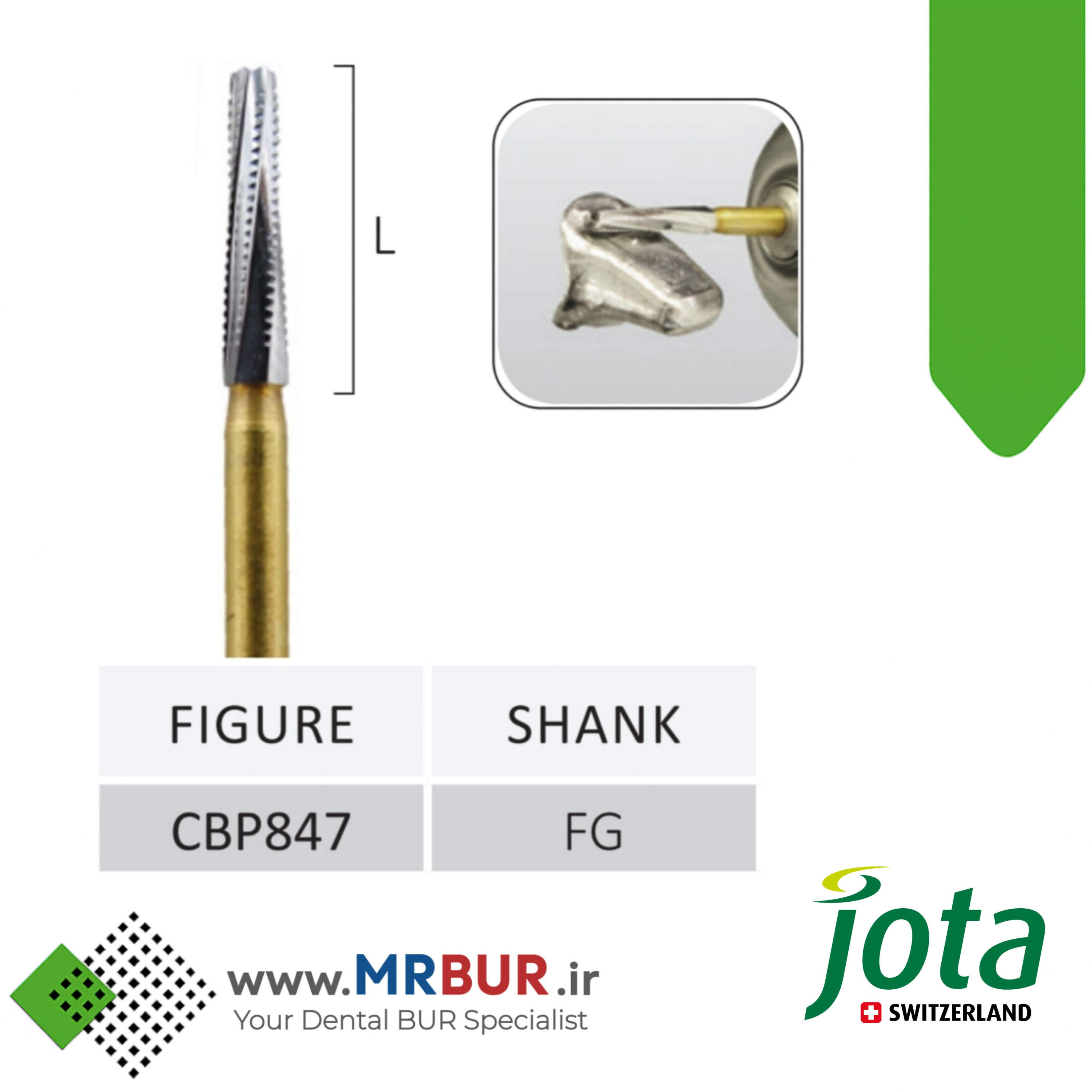 فرز کارباید تراش و برش اباتمنت (تیتانیوم) مخصوص توربین جوتا JOTA کد CBP847.FG