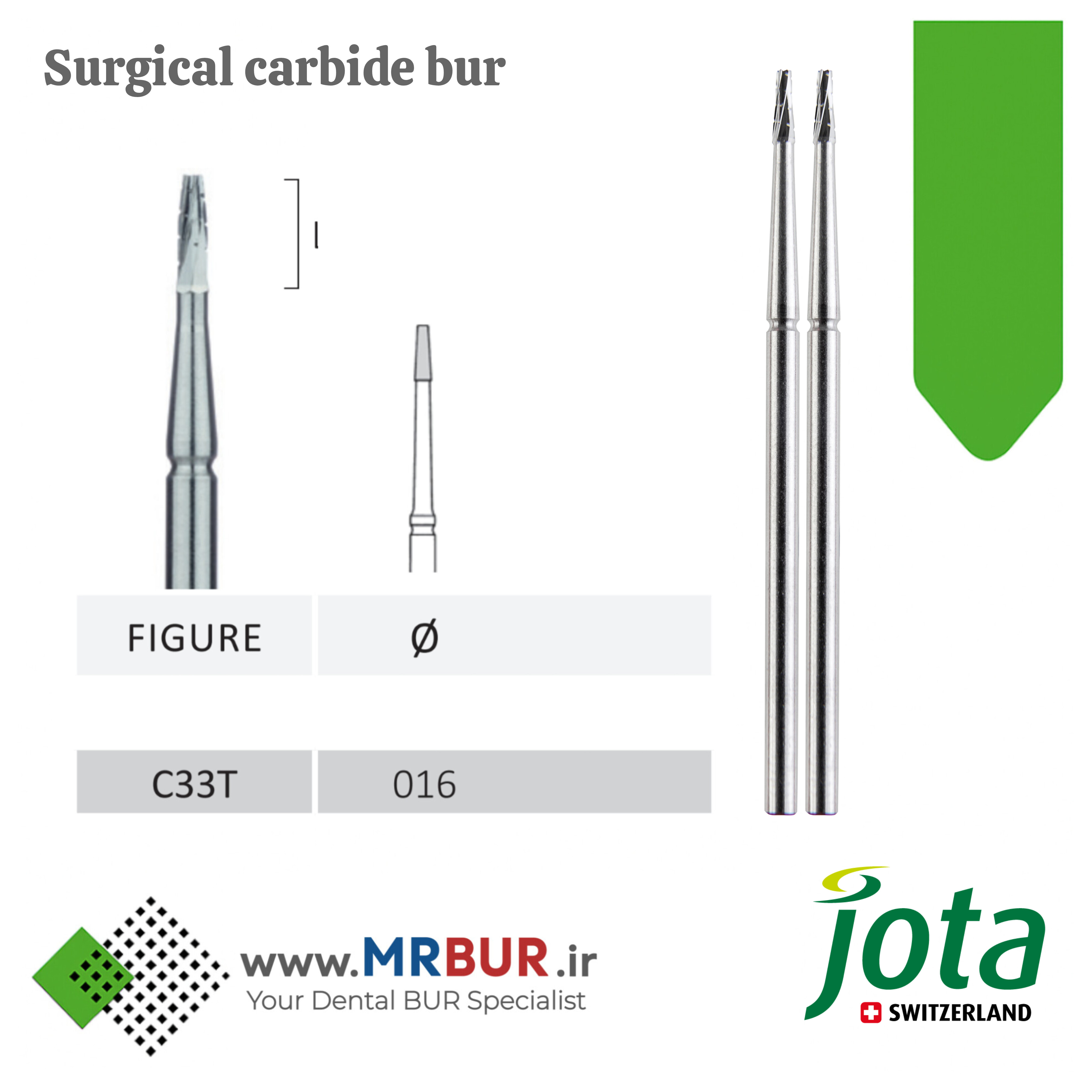 فرز دندانپزشکی فیشور جراحی کارباید مخصوص هندپیس جوتا JOTA کد C33T