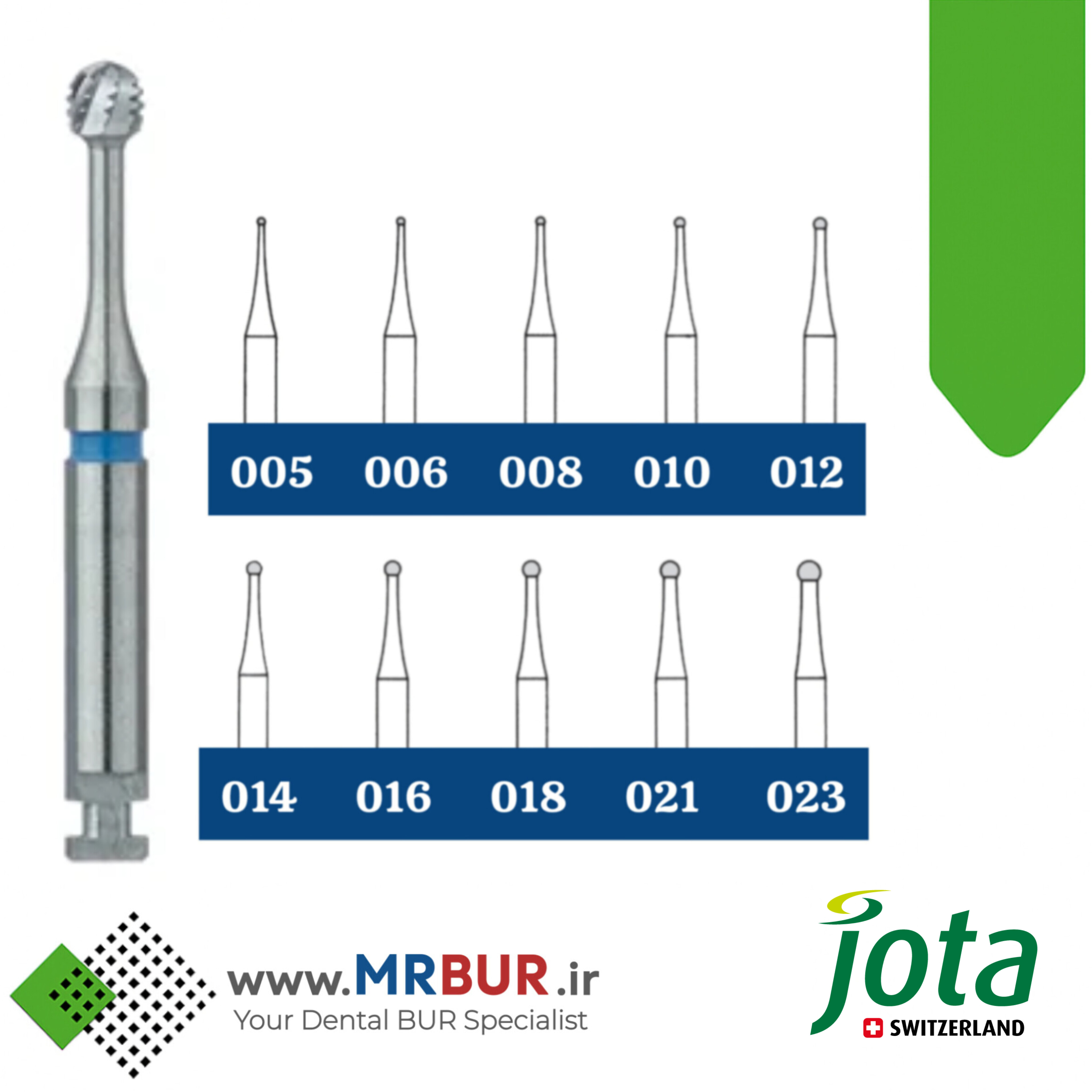 فرز دندانپزشکی کارباید روند دندانه دار گردن بلند آنگل جوتا jota کد CQ1L RA