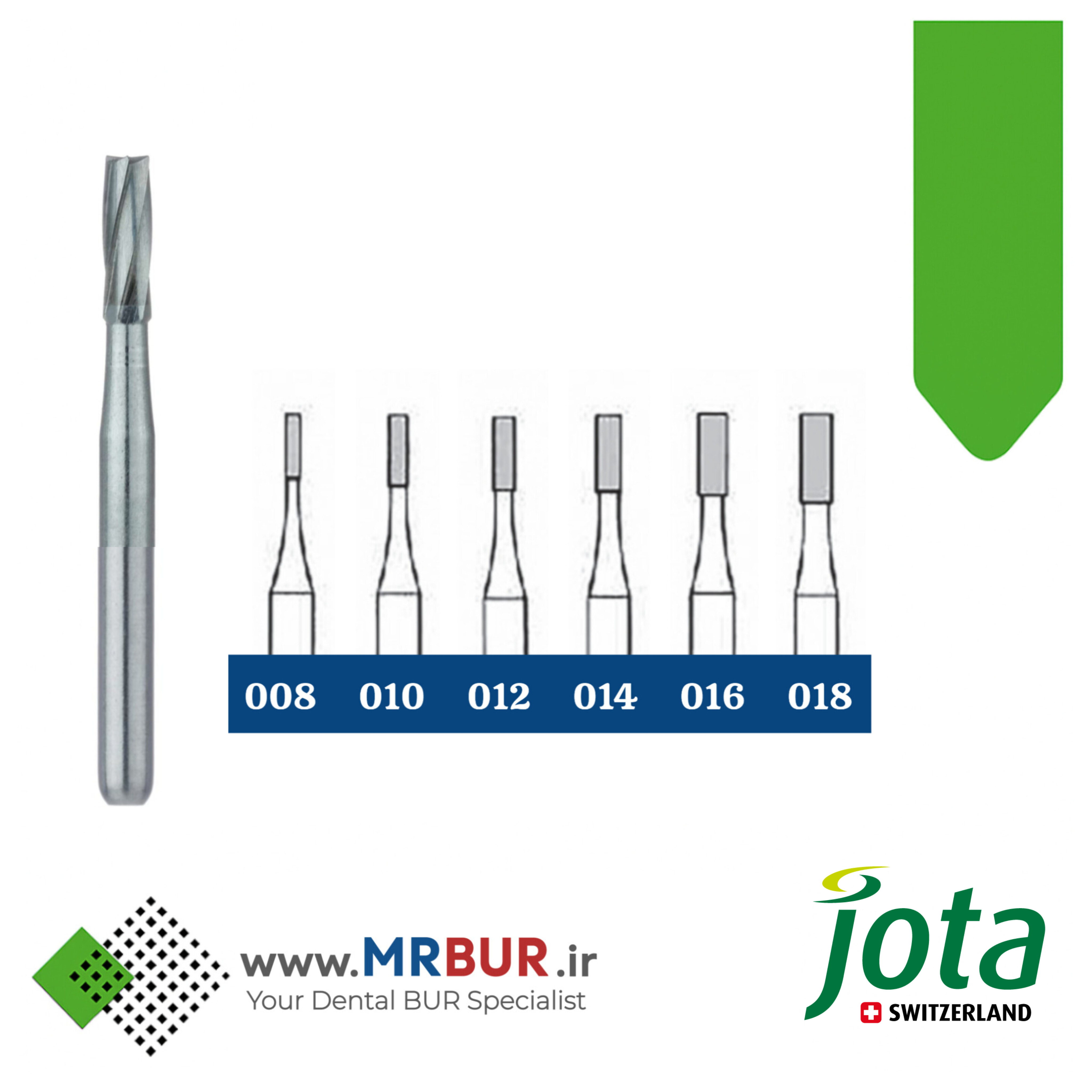 فرز دندانپزشکی کارباید فیشور (سیلندری) توربین جوتا jota کد C21 FG