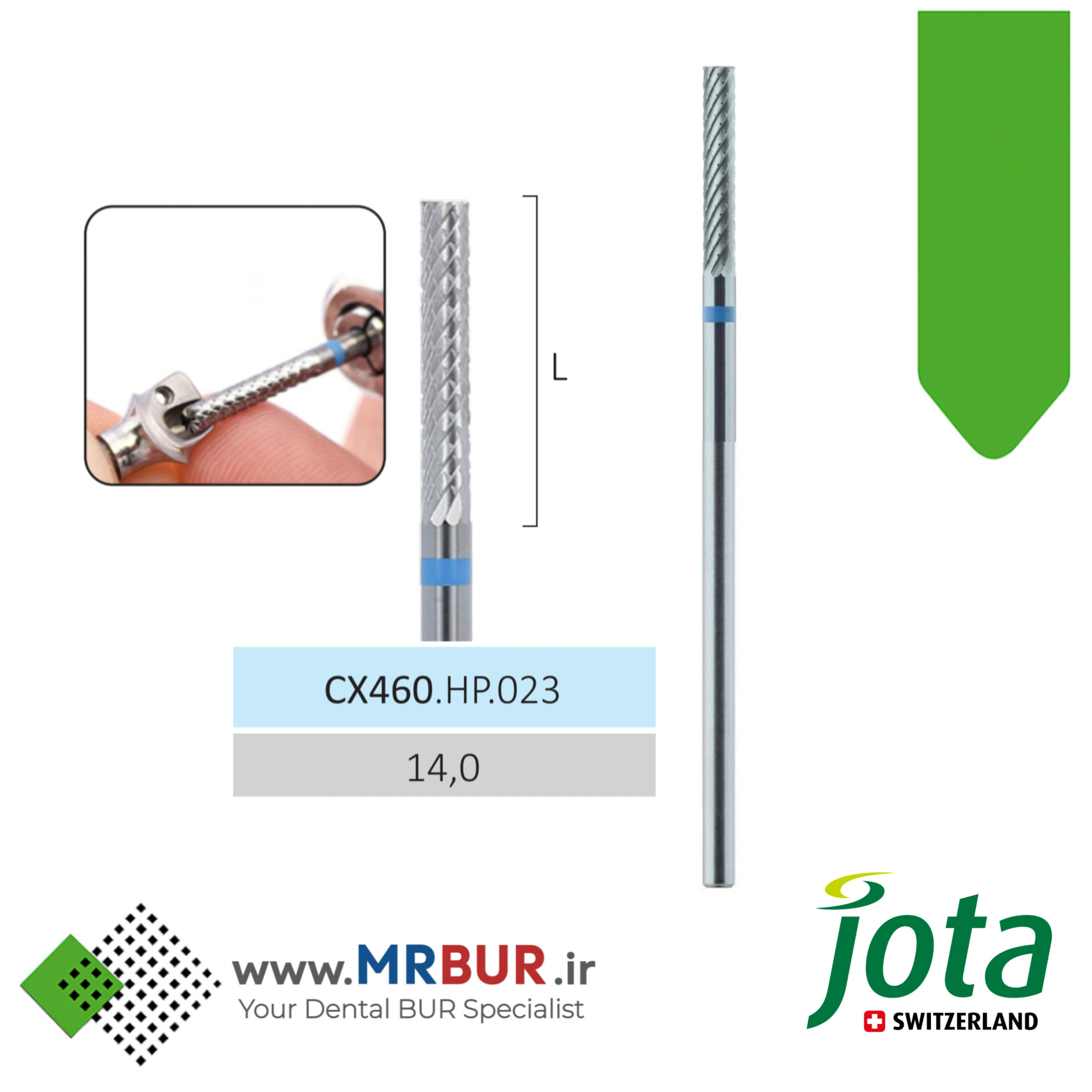 فرز تراش تیتانیوم (اباتمنت) دور آبی مخصوص هندپیس جوتا JOTA کد CX460.HP