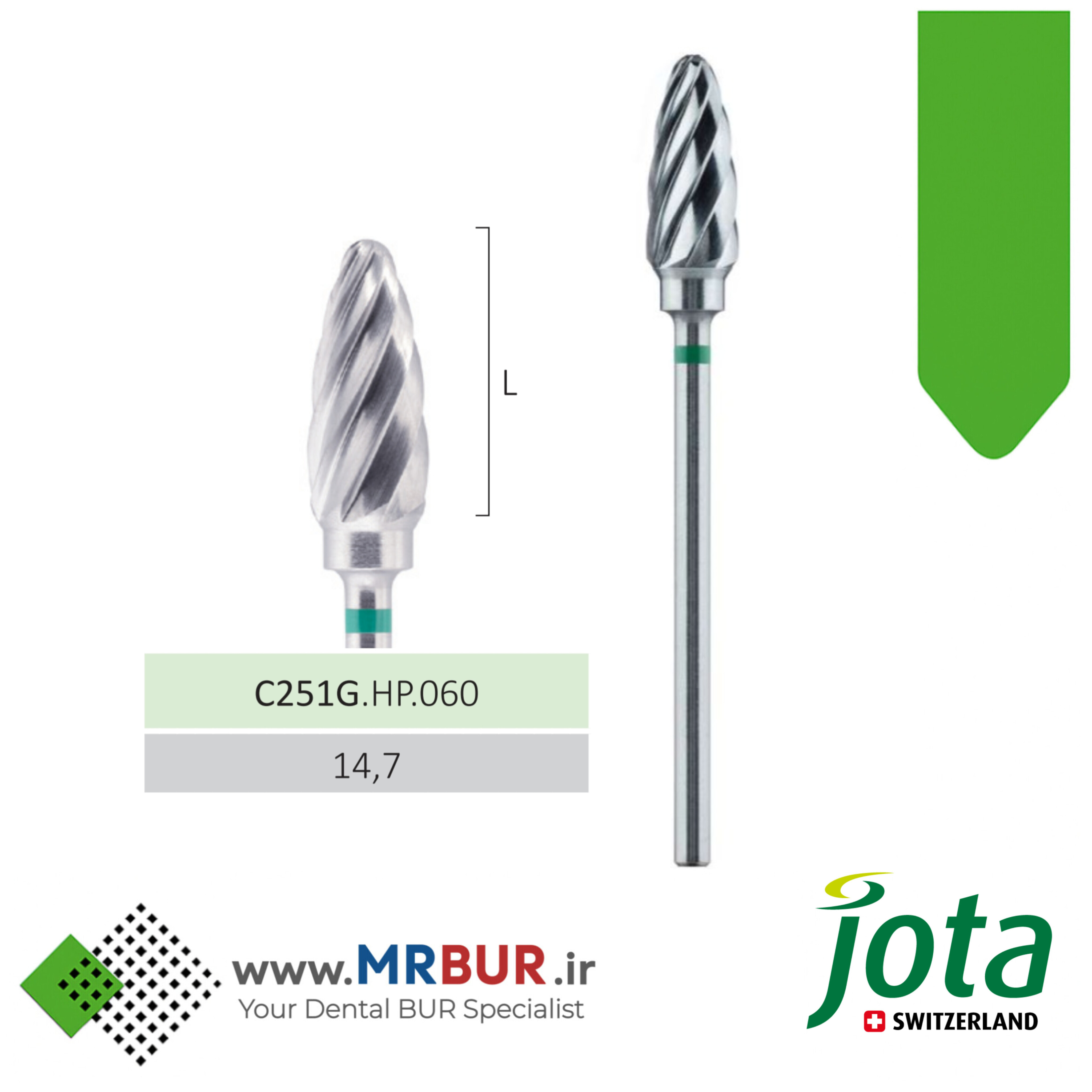 فرز آکریل بِر دور سبز مخصوص هندپیس جوتا JOTA کد CX251G.HP