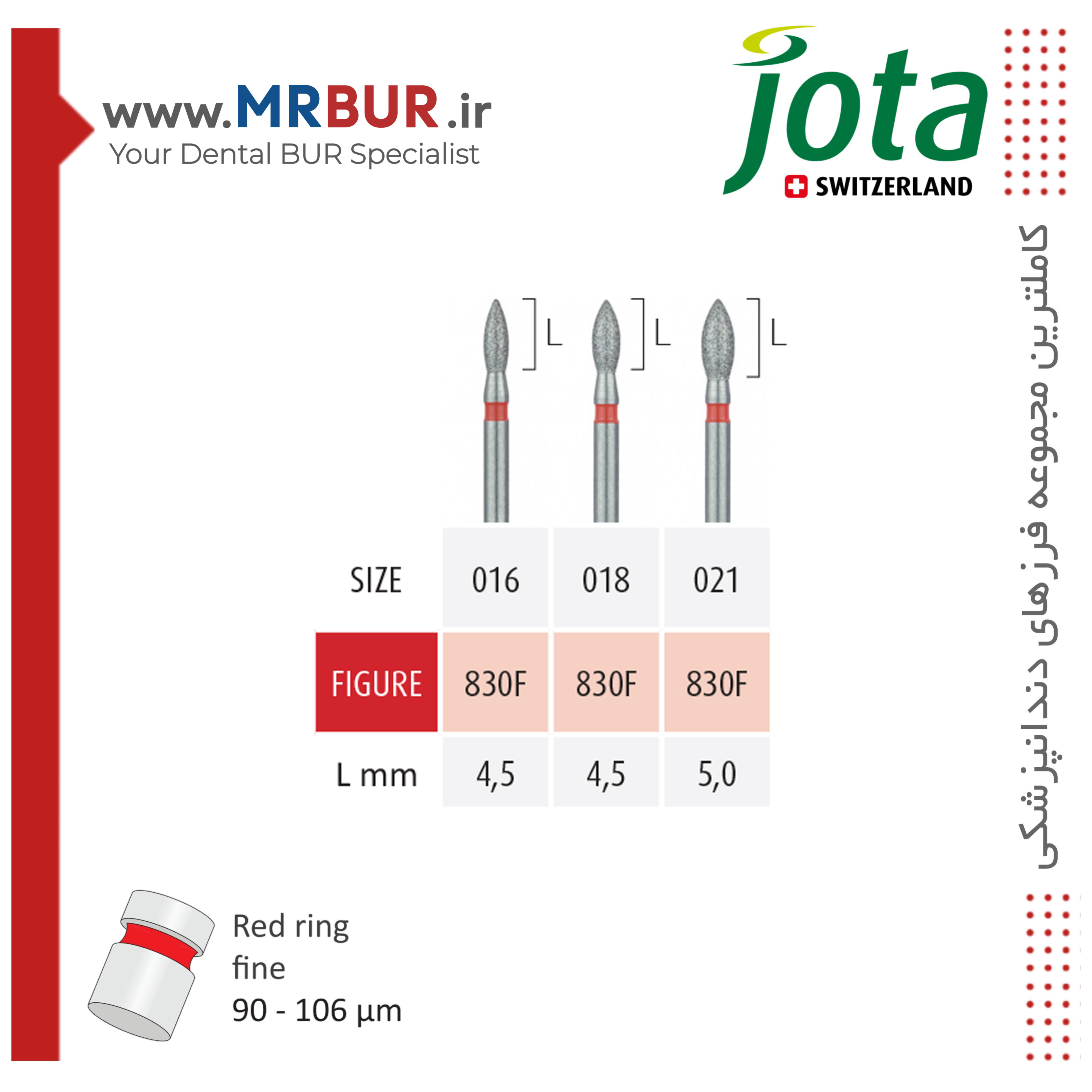 فرز دندانپزشکی فوتبالی الماسی دور قرمز جوتا JOTA کد F830