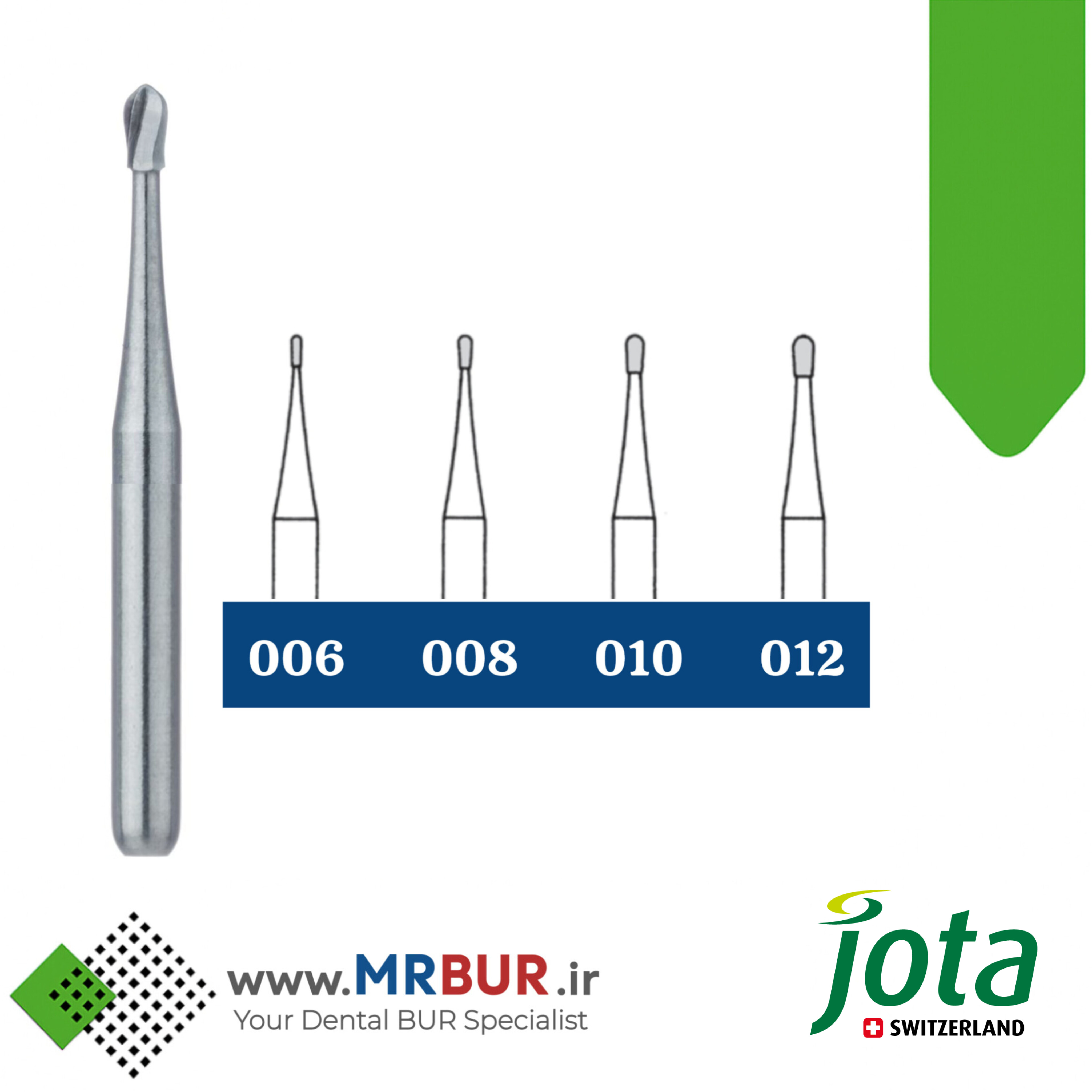 فرز دندانپزشکی کارباید اینورت روند اند (گلابی) هد کوتاه توربین جوتا jota کد C7 FG