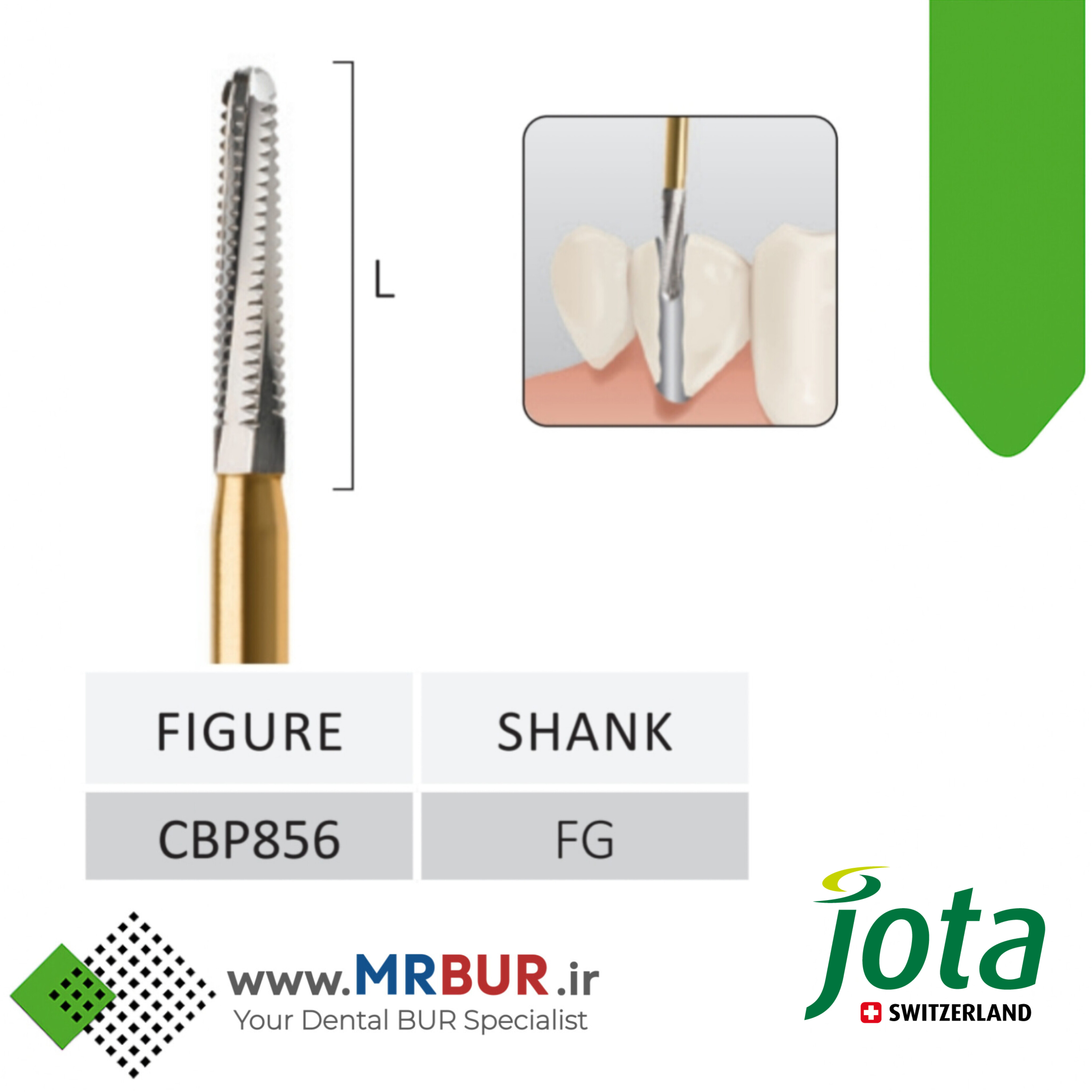فرز کارباید تراش و برش اباتمنت (تیتانیوم) مخصوص توربین جوتا JOTA کد CBP856.FG