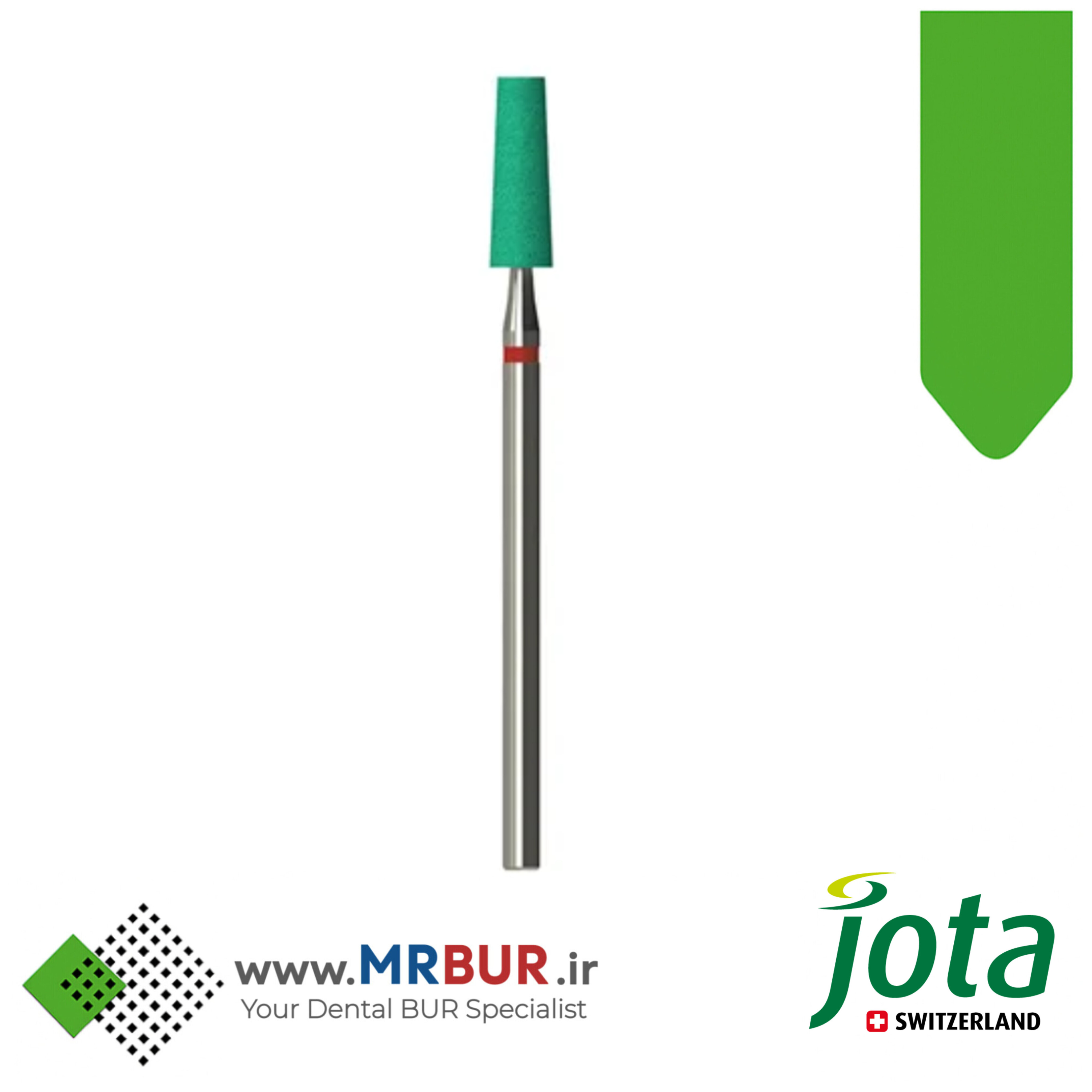 سنگ سبز الماسی دندانپزشکی مدل تیپر فلت اند مخصوص هندپیس جوتا JOTA کد SD653F.HP