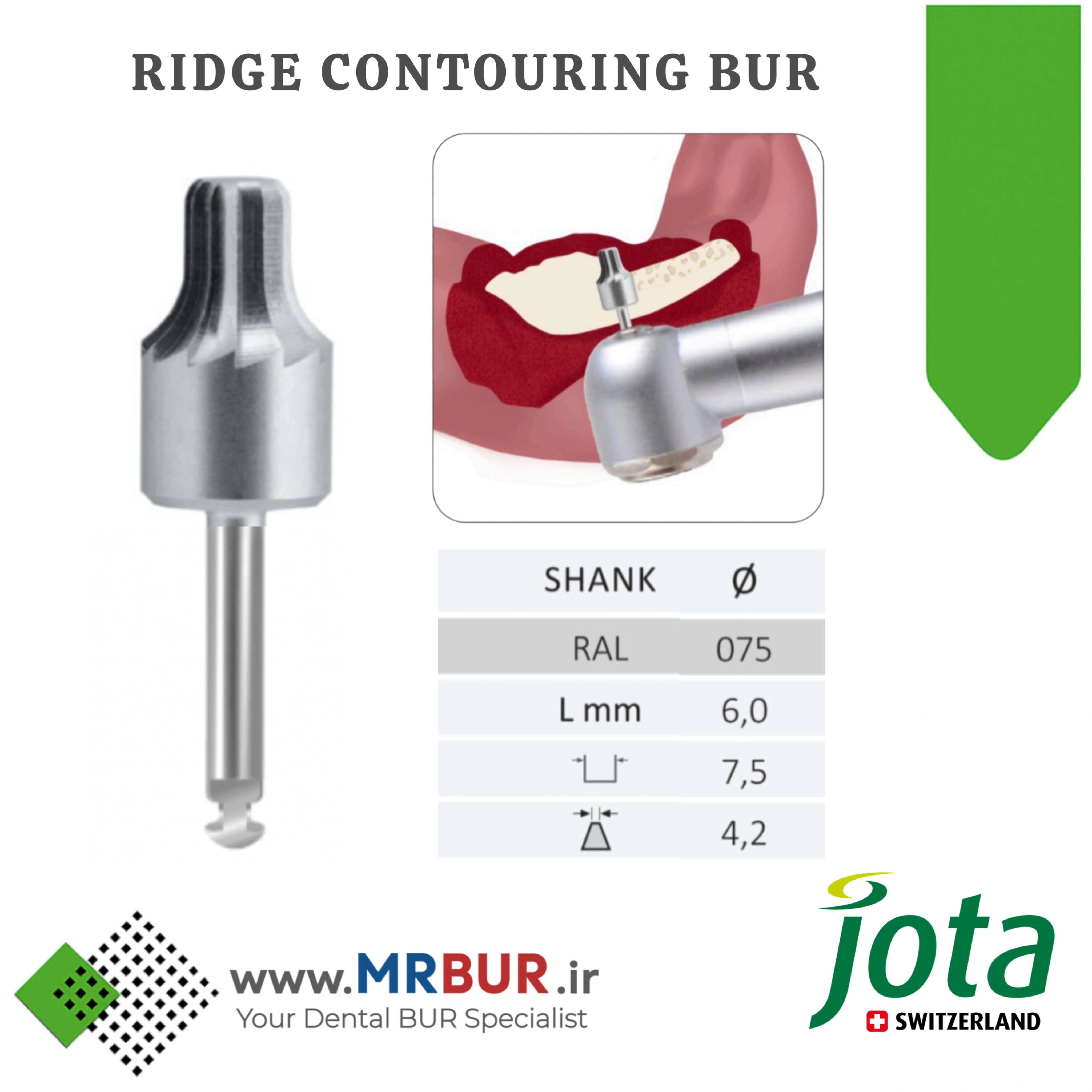 فرز دندانپزشکی کارباید جراحی آلو‌ئوپلاستی برای کانتورینگ ریج جوتا JOTA کد RCB00