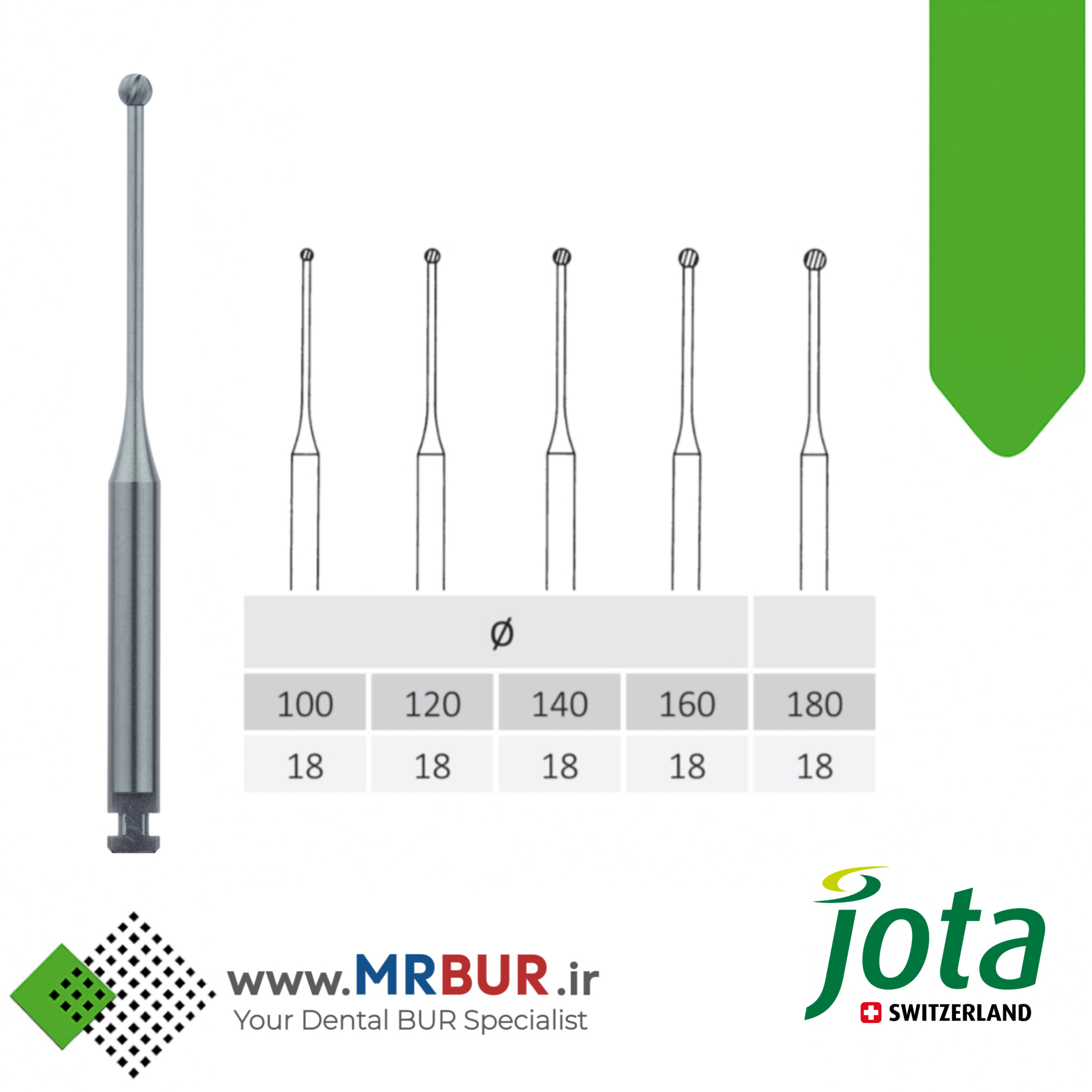 فرز دندانپزشکی کارباید میولر Muller درمان ریشه مخصوص آنگل جوتا jota کد 191RF