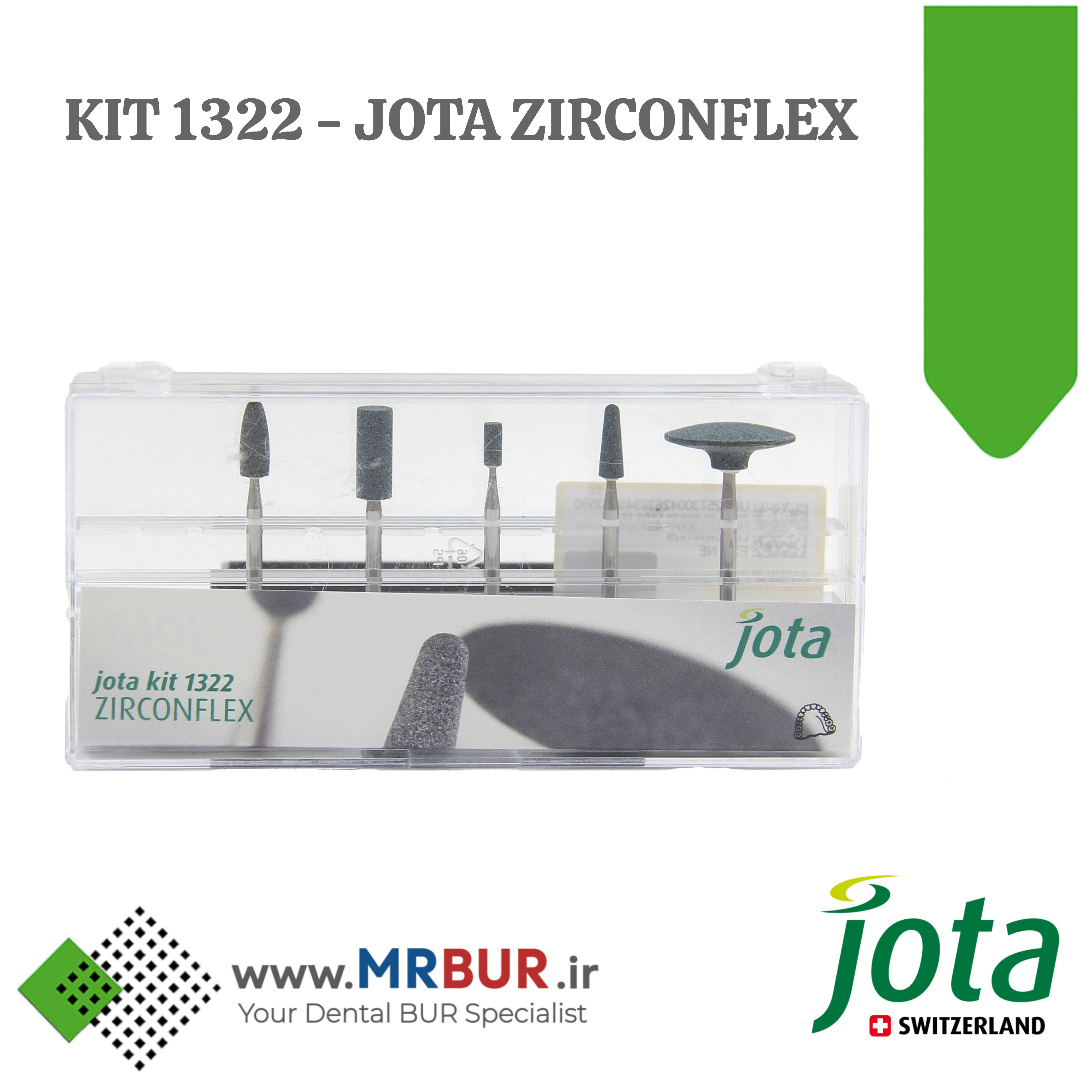 کیت سنگ نرم پرداخت زیرکونیا دندانپزشکی مخصوص هندپیس جوتا JOTA کد 1322