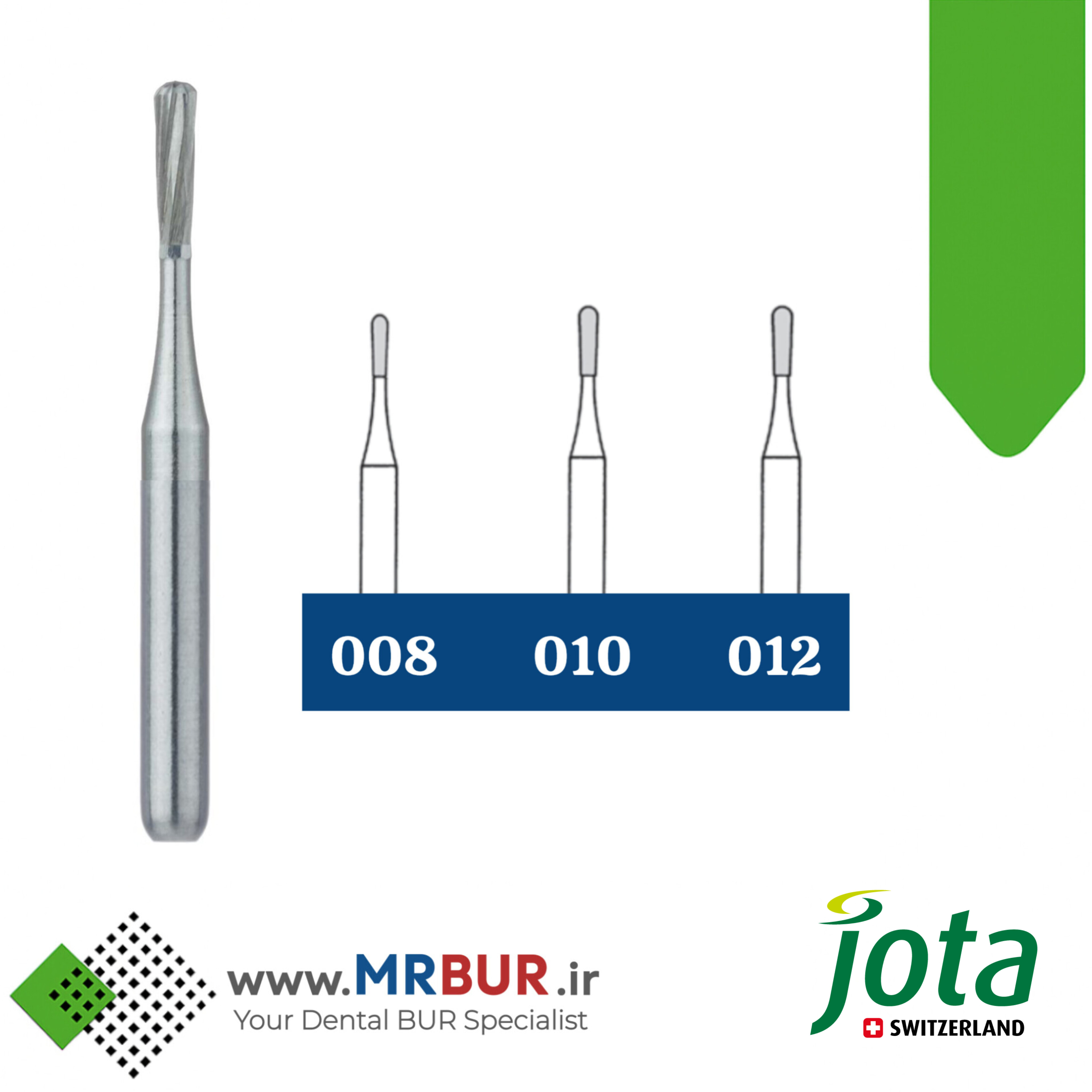 فرز دندانپزشکی کارباید اینورت روند اند (گلابی) هد بلند توربین جوتا jota کد C7L FG